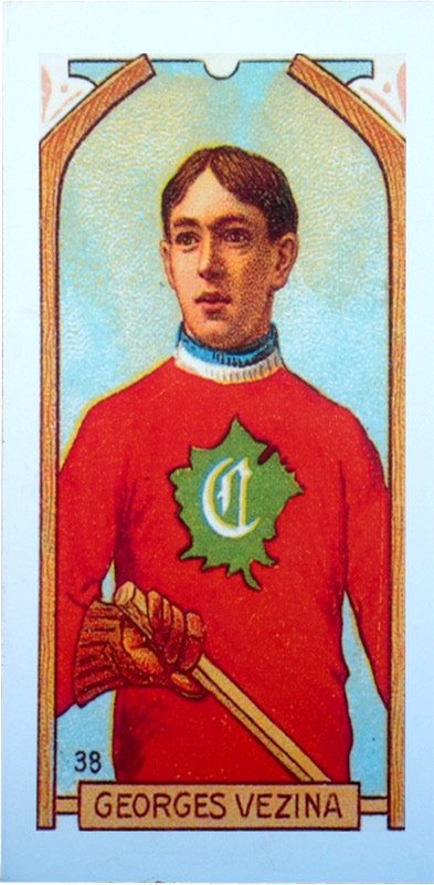 Hockey Memorabilia - Tobacco Card Display From The Hockey Hall Of Fame-Georges Vezina