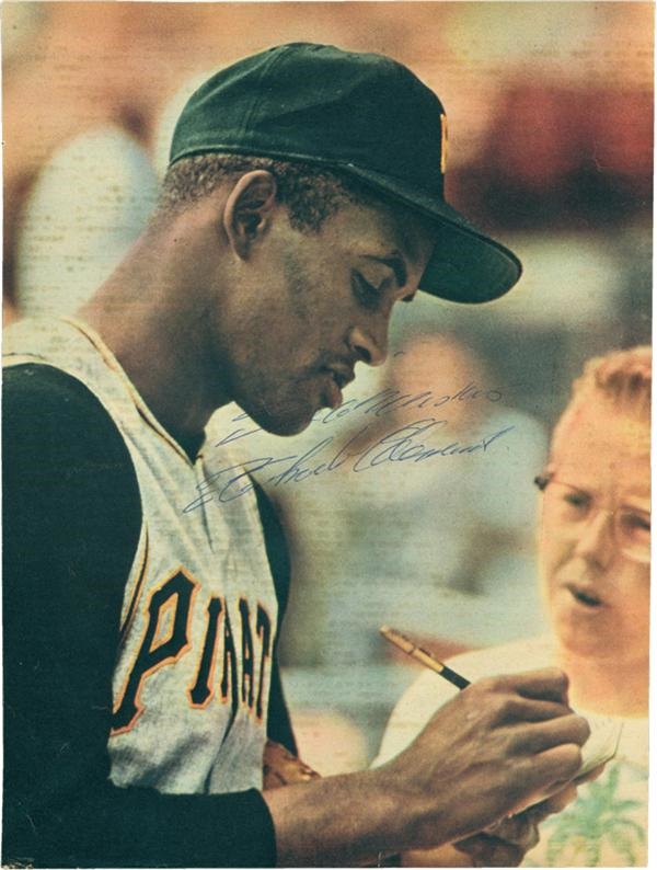 Clemente and Pittsburgh Pirates - Roberto Clemente Signed Sport Magazine Photo