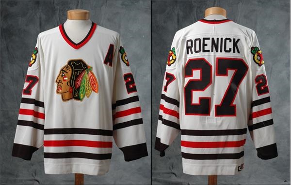 Hockey Sweaters - 1995-96 Jeremy Roenick Game Worn Black Hawks Jersey
