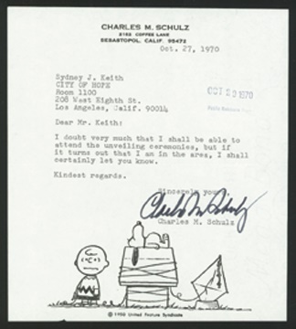 - 1970 Charles Schultz Signed Letter