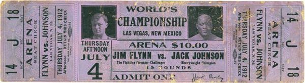 - 1912 Jack Johnson Vs. Jim Flynn Fight Ticket
