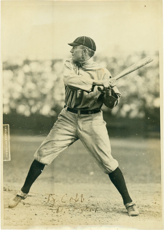 Baseball Photographs - Ty Cobb Batting Photo