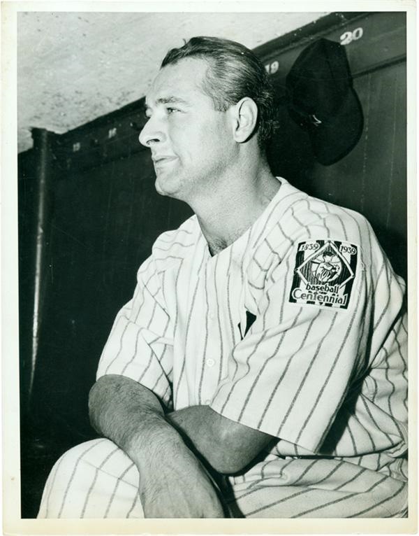 Baseball Photographs - Gehrig Hangs 
Up His Hat Photo