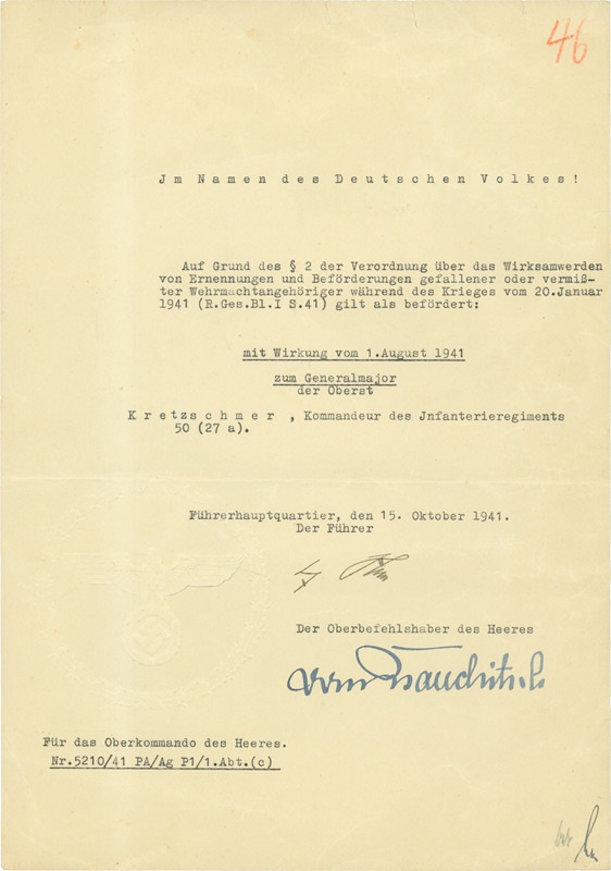 Historical - Adolf Hitler Signed Letter