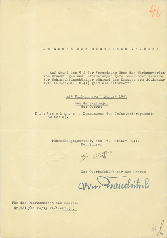 Adolf Hitler Signed Letter