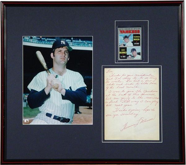 NY Yankees, Giants & Mets - 1968 Thurman Munson Handwriten And Signed Letter