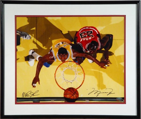 Basketball - Michael Jordan And Magic Johnson 
Autographed UDA 16 x 20” Photograph