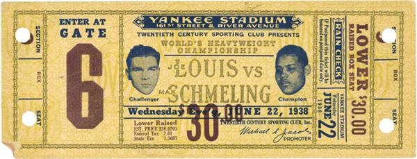 Muhammad Ali & Boxing - Joe Louis Vs. Max Schmeling Fight Full Ticket