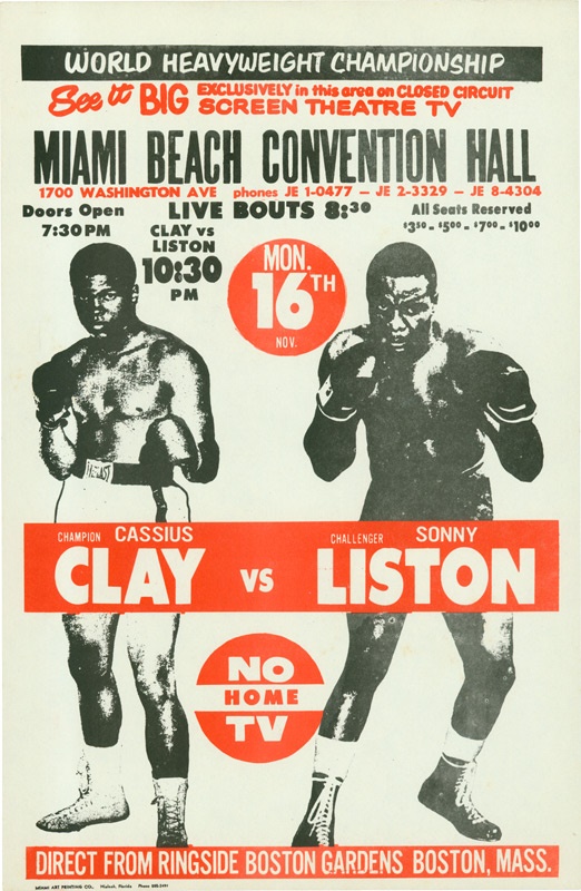 Muhammad Ali & Boxing - Cassius Clay Vs. Sonny Liston Fight Broadside