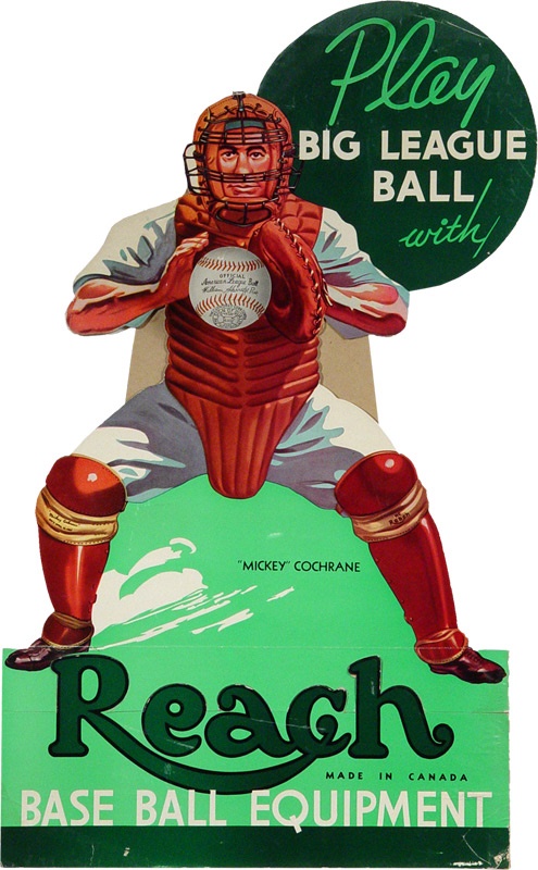 Ernie Davis - Early 1930’s Mickey Cochrane Reach Die Cut 
Pop-out Advertising Display