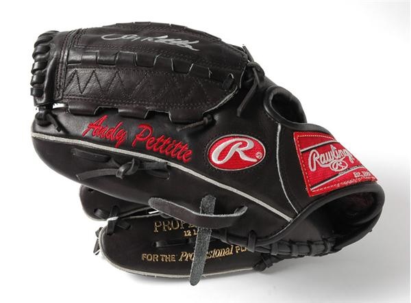 NY Yankees, Giants & Mets - Andy Pettitte Game Worn And Autographed 
Yankees Glove