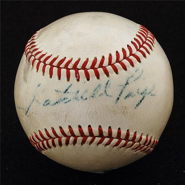 Autographed Baseballs - Satchel Paige Vintage Single Signed Baseball