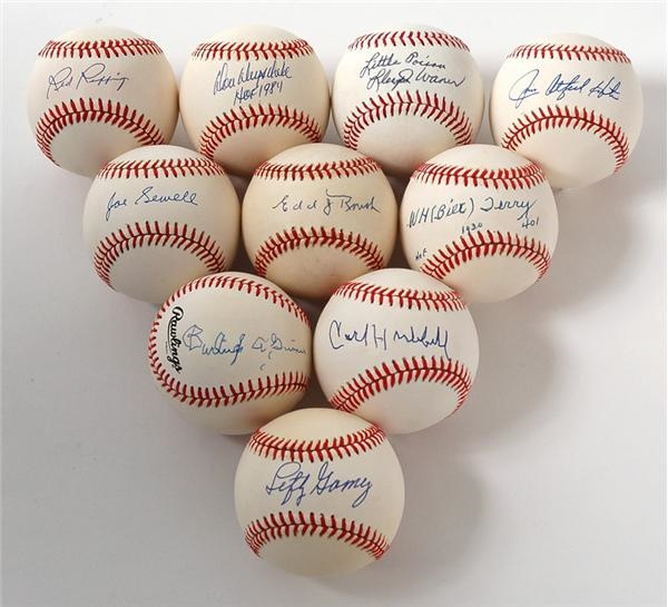 Baseball Autographs - Deceased Hall Of Famers 
Single Signed Baseballs - Collection Of 30