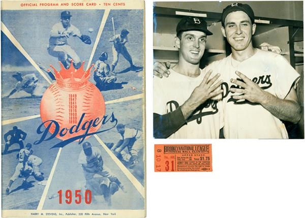 Dodgers - Gil Hodges 
Four Homerun Game Program, Ticket And Photo