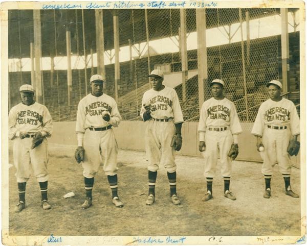 Baseball Memorabilia - Early 1930’s Chicago American Giants Pitching Staff Photo With Bill Foster