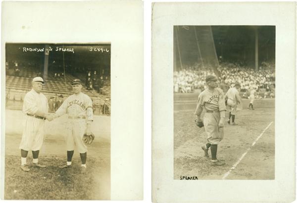 Baseball Photographs - Two 1920 Tris Speaker Photos-One With 
Wilbert Robinson