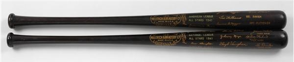 Ernie Davis - 1941 AL & NL All-Star Black Bats From Joe Cronin Estate