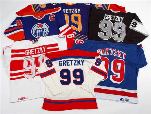 Unique Wayne Gretzky Autographed Jersey Collection (6)