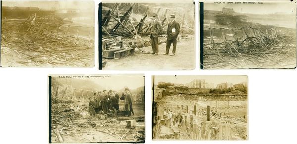 Baseball Photographs - Fantastic Polo Grounds Fire Of 1911 Photo Collection (5)