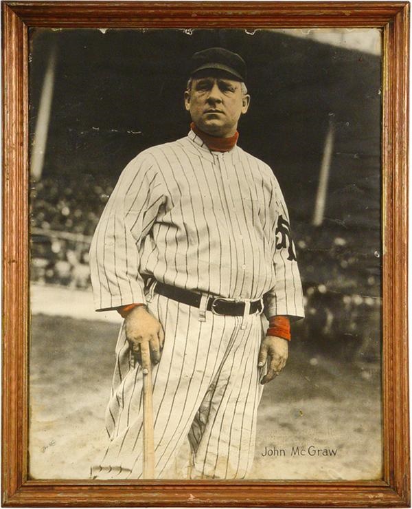 Stadium Artifacts - John McGraw And Mel Ott Large Hand-Tinted Photos From The Polo Grounds