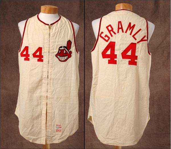 Baseball Equipment - 1968 Tommy Gramly Game Worn Indians Flannel Jersey
