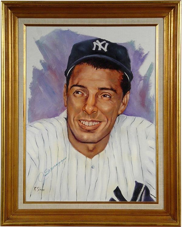 NY Yankees, Giants & Mets - Joe DiMaggio Original 
Painting By Robert S. Simon, Signed By Joe DiMaggio