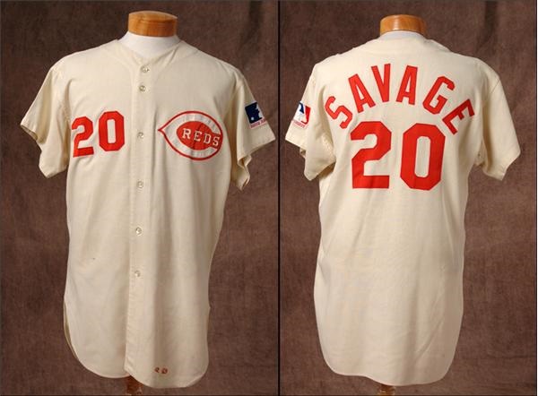 Baseball Equipment - 1969 Ted Savage Game Worn Reds Flannel Jersey