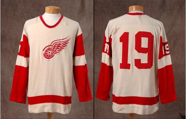 Hockey Sweaters - Circa 1956-57 Game Worn Detroit Red Wings Jersey