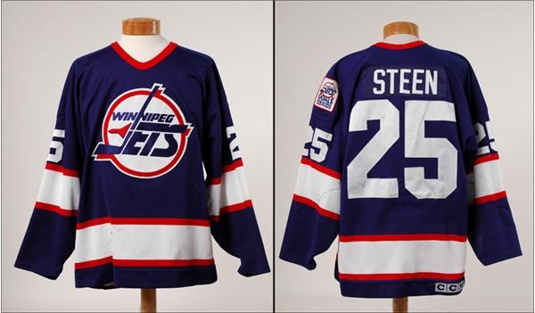 Hockey Sweaters - 1994-95 Thomas Steen Game Worn Winnipeg Jets Jersey