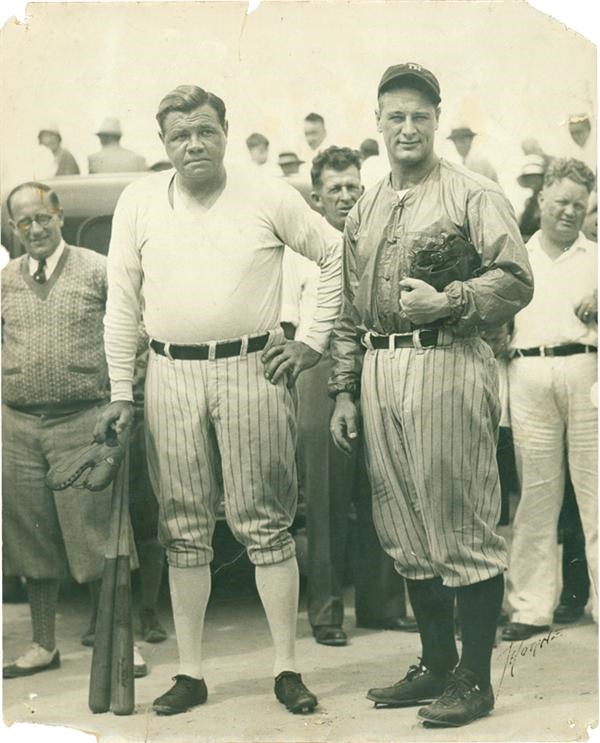 Baseball Photographs - Babe Ruth & Lou Gehrig Photograph By Thorne
