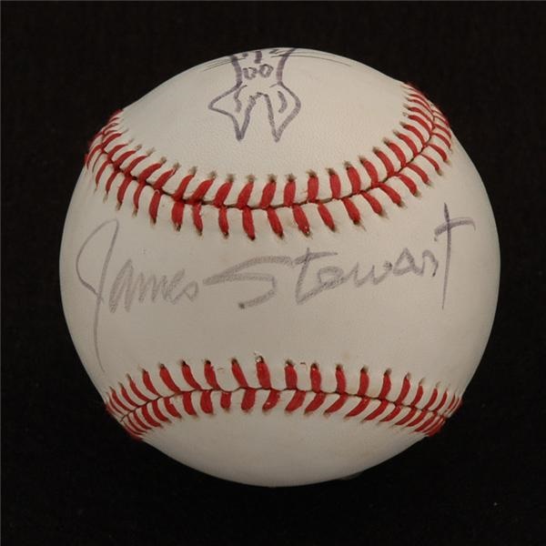 Baseball Autographs - James Stewart Signed Official NL Ball With Sketch Of Harvey The Rabbit