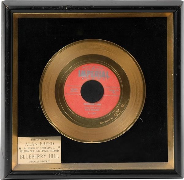 Rock Memorabilia - Fats Domino “Blueberry Hill” Gold Record Presented To Alan Freed