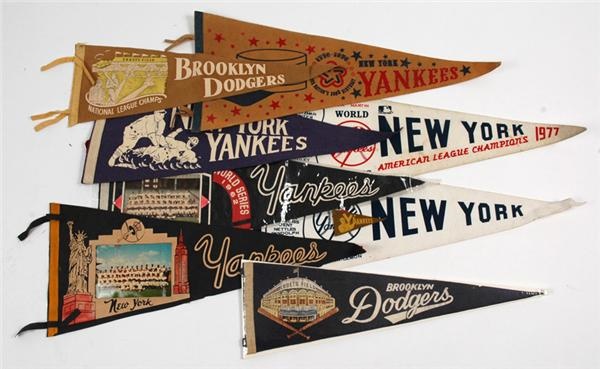 Ernie Davis - Vintage Group Of New York Yankees And Brooklyn 
Dodgers Pennants (9)