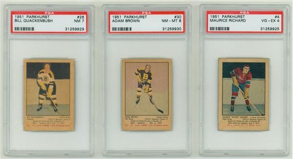 Hockey Cards - 1951 Parkhurst Hockey Complete Set 
w/PSA Graded Cards