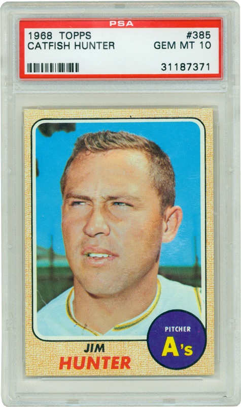 Baseball and Trading Cards - 1968 Topps #385 Catfish Hunter PSA 10 Gem Mint