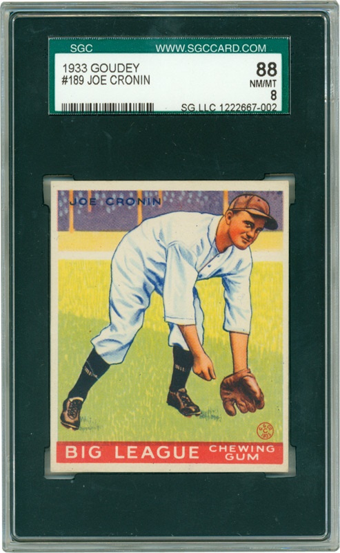 Baseball and Trading Cards - 1933 Goudey #189 Joe Cronin SGC 88 NM/MT 8