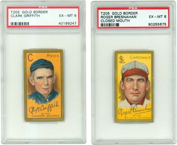 Baseball and Trading Cards - 1911 T205 Gold Border Well Centered HOF Pair PSA 6 EX/MT