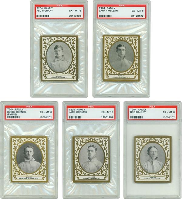 - 1909 T204 Ramly Cigarettes PSA 6 EX/MT
 Collection of 5
