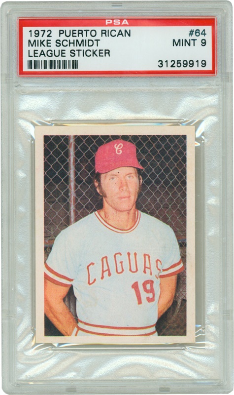 Baseball and Trading Cards - 1973 Puerto Rican League Sticker Mike Schmidt PSA 9 Mint