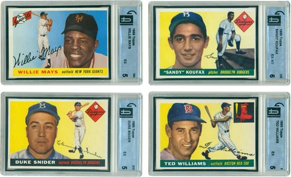 1955 Topps Baseball 7 Card GAI Graded Superstar Lot