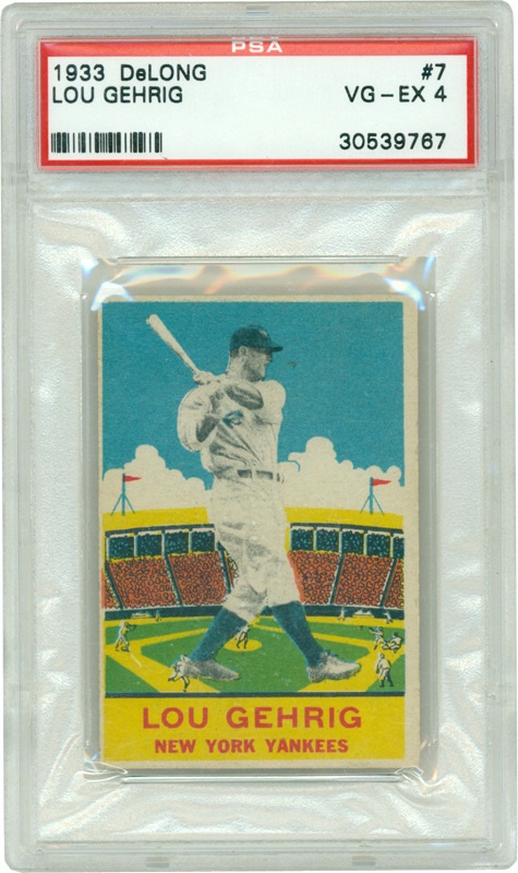 - 1933 Delong Baseball #7 Lou Gehrig PSA 4 VG/EX