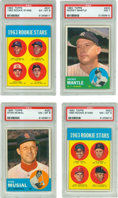 1963 Topps Baseball Mid To High Grade Complete Set w/PSA Graded Star Cards
