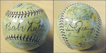 Lou Gehrig - Circa 1932 Babe Ruth & Lou Gehrig Signed Baseball