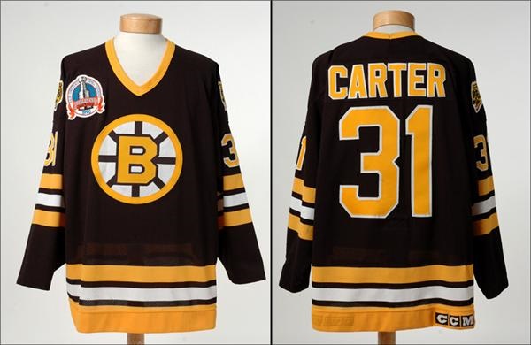 Hockey Sweaters - John Carter Boston Bruins 1990 Stanley Cup Finals 
Game Worn Jersey