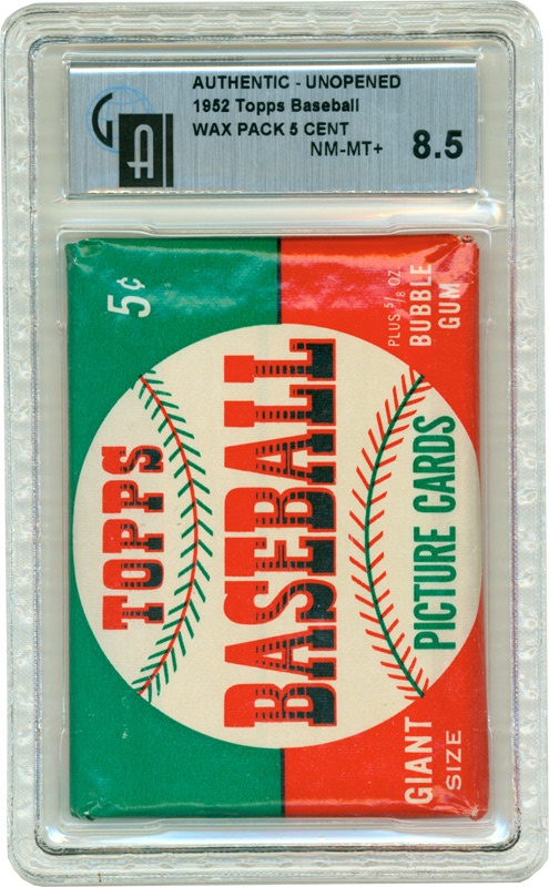 Unopened Material - 1952 Topps Baseball Wax Pack GAI 8.5 NM-MT+