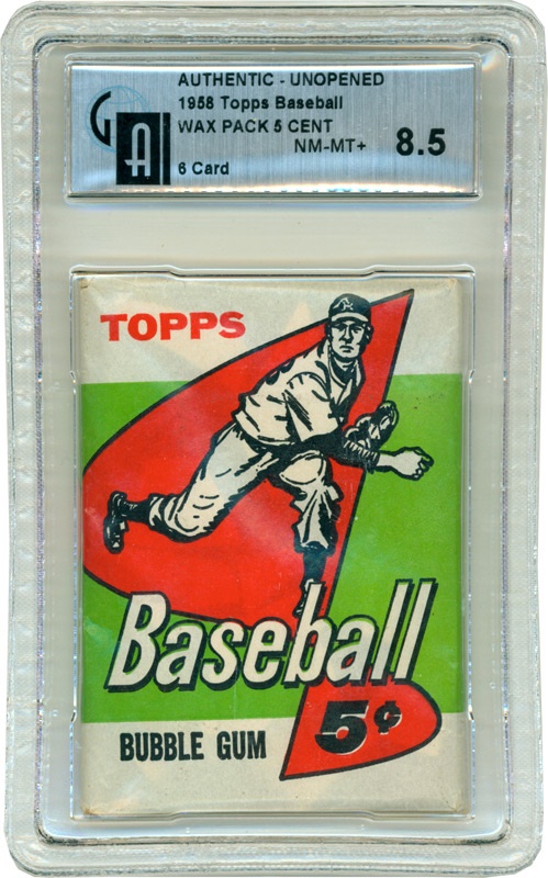 Unopened Material - 1958 Topps Baseball Wax Pack GAI 8.5 NM-MT+