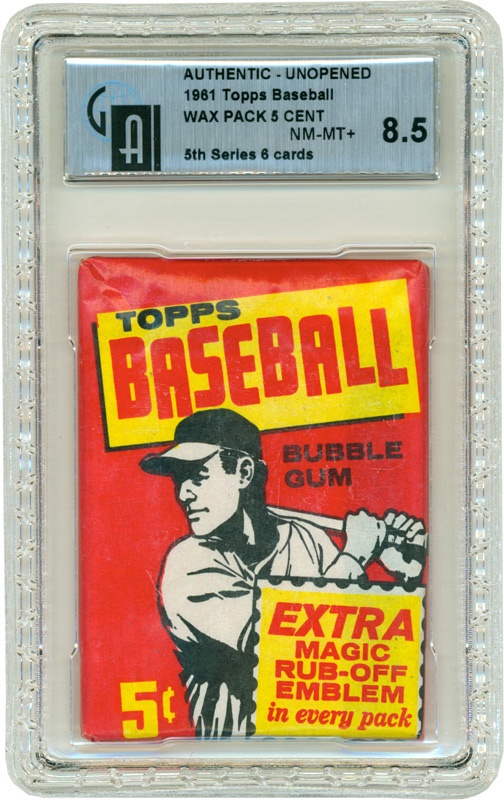 Unopened Material - 1961 Topps Baseball 5th Series Wax Pack GAI 8.5 (Clemente/Aaron Series)
