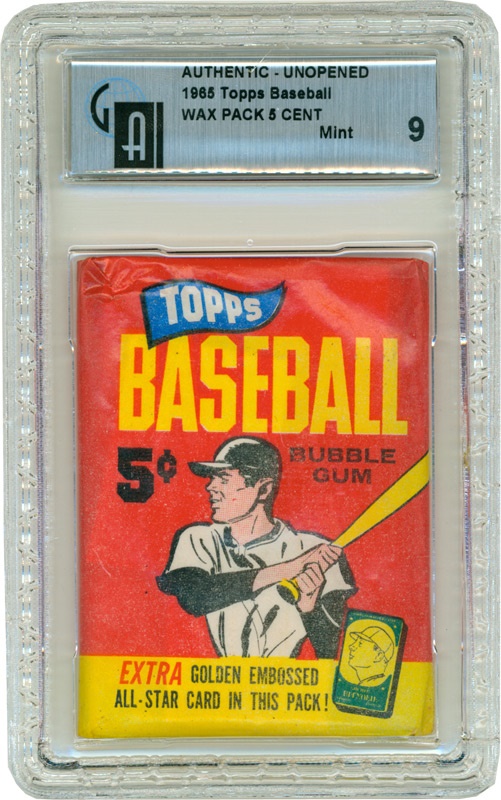 Unopened Material - 1965 Topps Baseball Wax Pack GAI 9 MINT