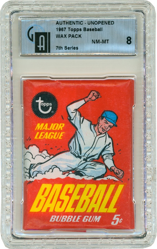 Unopened Material - 1967 Topps Baseball 7th (High) Series Wax Pack GAI 8 (Tom Seaver Rookie Series)