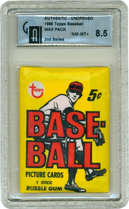 Unopened Material - 1968 Topps Baseball 2nd Series Wax Pack GAI 8.5 (Nolan Ryan Rookie Series)